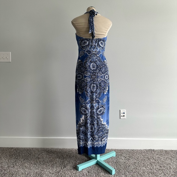 St Tropez West blue paisley print tie neck maxi sz: 10 - Picture 2 of 7